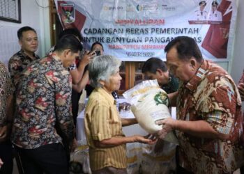 Kurangi Beban Warga, Wabup Robby Serahkan CPP Beras Kepada 932 KPM Di Kecamatan Eris