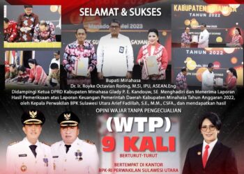 Pemkab Minahasa Kembali Raih WTP Ke 9 Kali Berturut-Turut