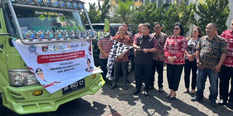 Launching Penyaluran Bantuan. Pemkab Minahasa Siapkan 17.151 Kg Beras Untuk 25 Kecamatan 