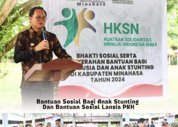 Dalam Rangka HKSN, Pemkab Minahasa Berikan Bantuan Sosial Pada Anak Stunting dan Lansia