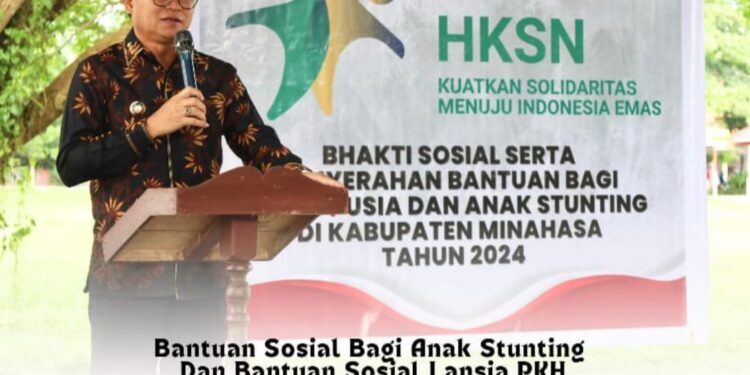 Dalam Rangka HKSN, Pemkab Minahasa Berikan Bantuan Sosial Pada Anak Stunting dan Lansia