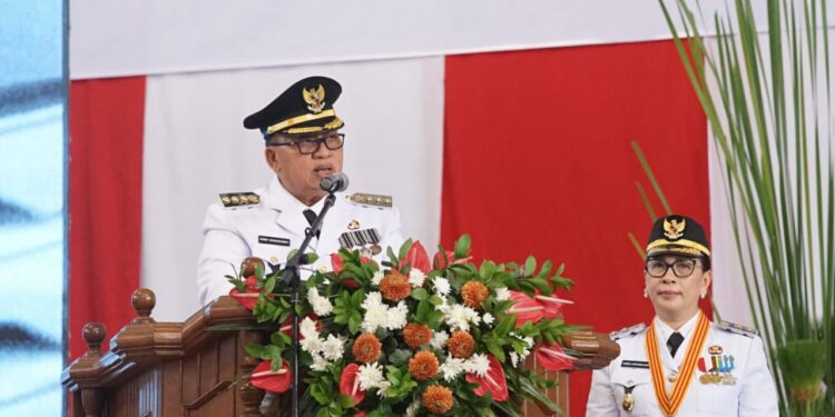 Bupati Robby Dondokambey Sampaikan Pidato Perdana