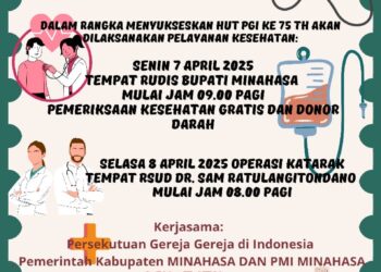 HUT ke-75, PGI Kerjasama Pemkab Minahasa Gelar Pelayanan Kesehatan dan Operasi Katarak Gratis