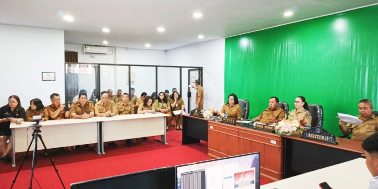 Digelar Oleg Kemendagri, Bupati dan Wabup Minahasa Ikut Rakor Terkait Inflasi dan Evaluasi Deukungan Program 3 Juta Rumah Secara Virtual