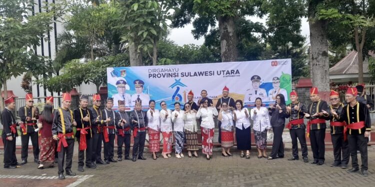 Kenakan Pakaian Adat, Pemkab Minanasa Peringati HUT Ke-61 Provinsi Sulut