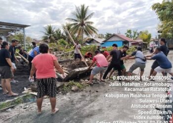 Pemdes dan Masyarakat Ratatotok Gelar Kerja Bakti Bersama