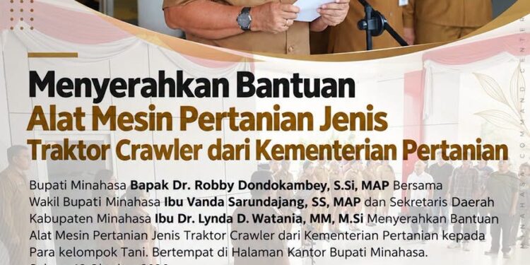 Bupati Robby dan Wabup Vanda Serahkan  Bantuan Alat Pertanian Kepada 5  Kelompok Tani 